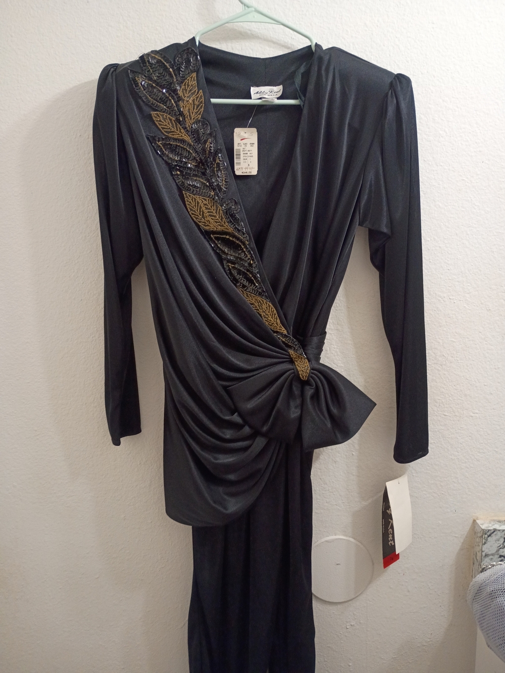 Elegant Black Draped Evening Dress